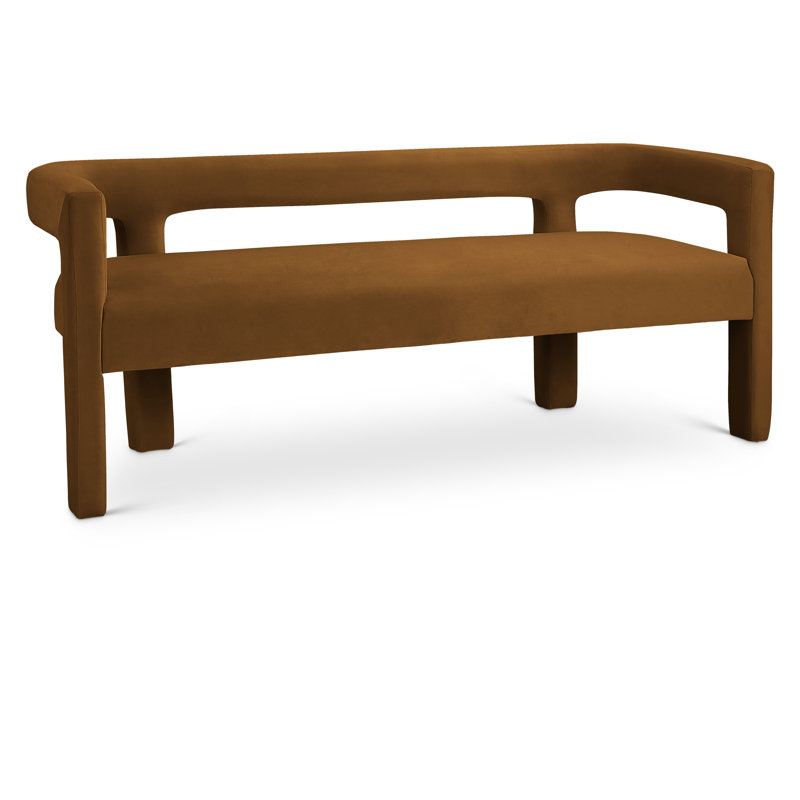 Velvet Upholstered Bench, Saddle Velvet