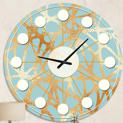 Horloge murale Golden Luxury Metallic Geometrics IV - Mid-Century