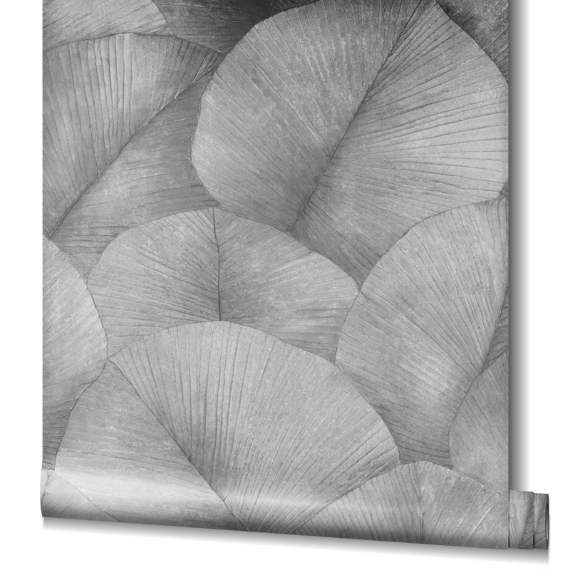 Amariyana Collection Textured Palm Wallpaper Roll, Grey