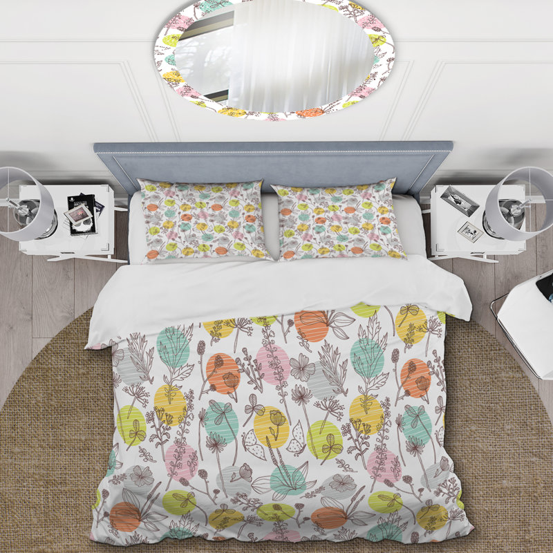 Fleurs multicolores - ensemble de housse de couette floral - microfibre de polyester