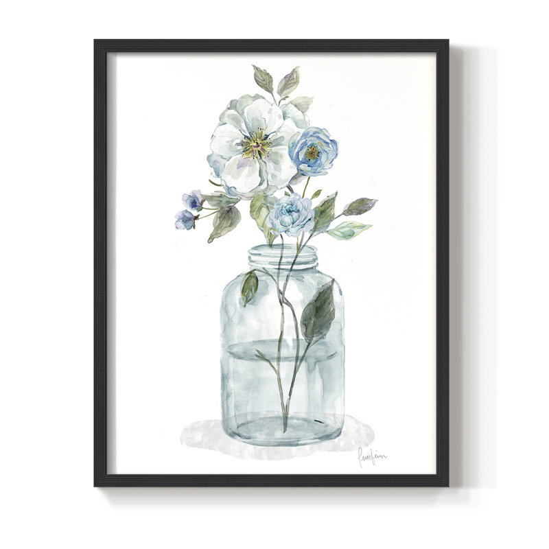 Mason Jar Blues II Framed Print - Solid Wood, Noir, noir, noir, noir, H 21 po x l 17 po