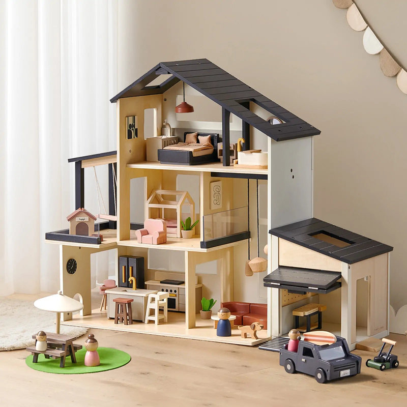 Maison de poupée Tiny Land® Sweetwood Edge et garage en bois pour maison de poupée