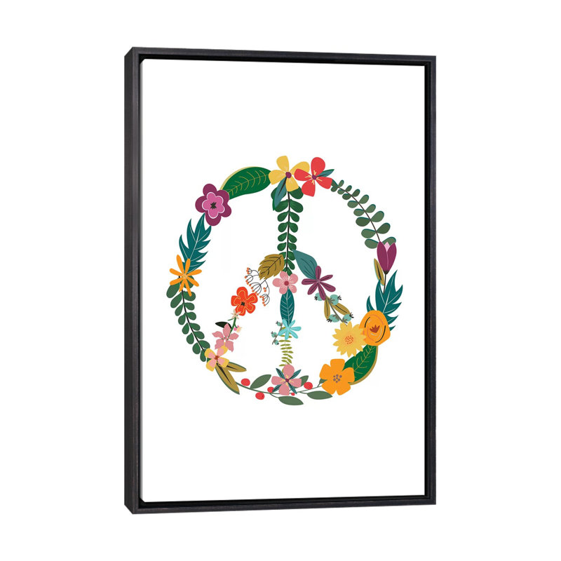 Paix - imprimé, Pas de tapis, H 60 po x l 40po x P 1,5 po, Toile avec cadre noir patiné
