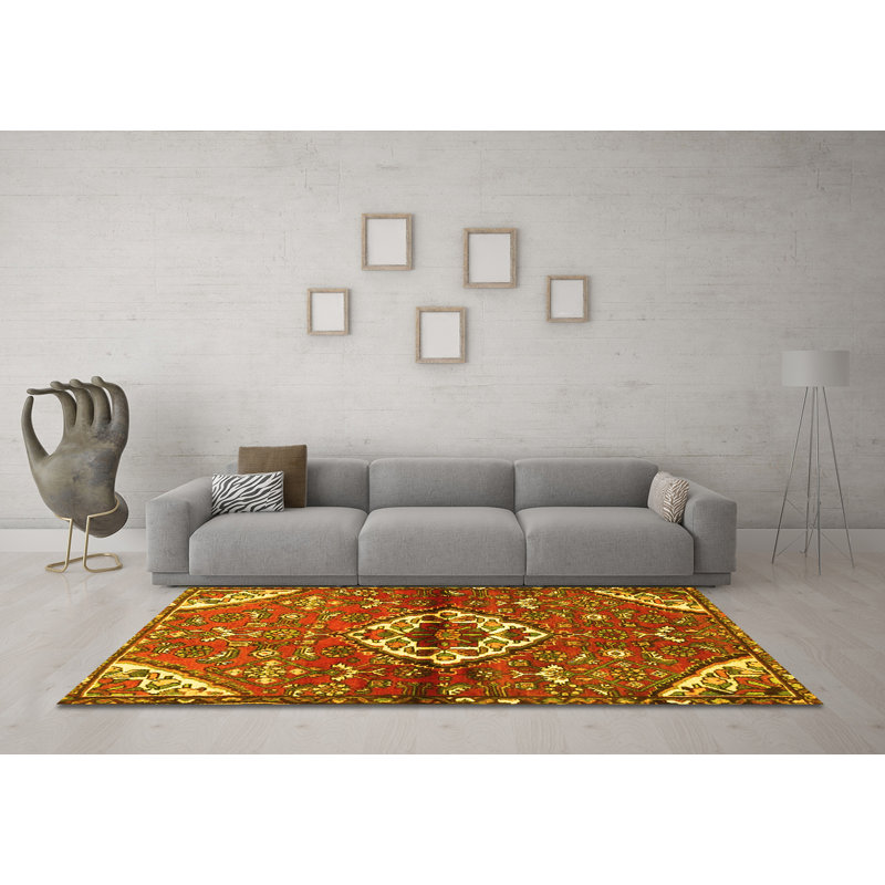 Tapis lavables à la machine Traditional 4370 - jaune, Carré 4 pi