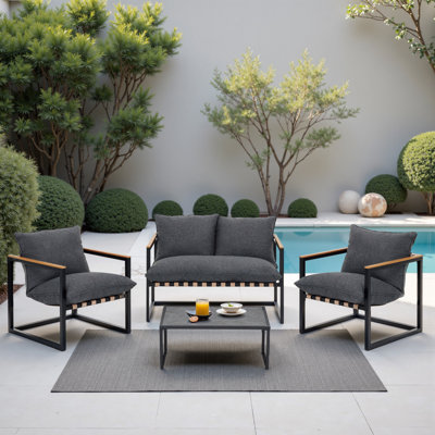 Tapasi Outdoor Conversation Set, Patio Lounge Chairs with Cushions and End Table