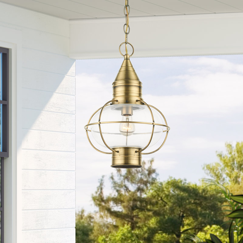 Aster Outdoor Hanging Lantern, Antique Brass