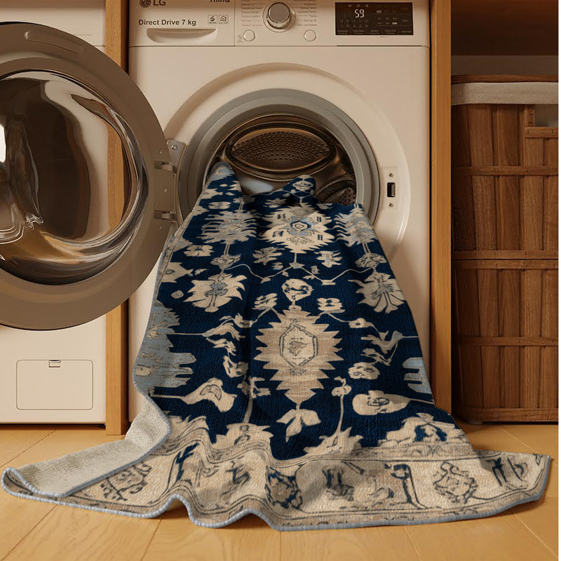 Machine Washable Overdyed Gray Area Rug