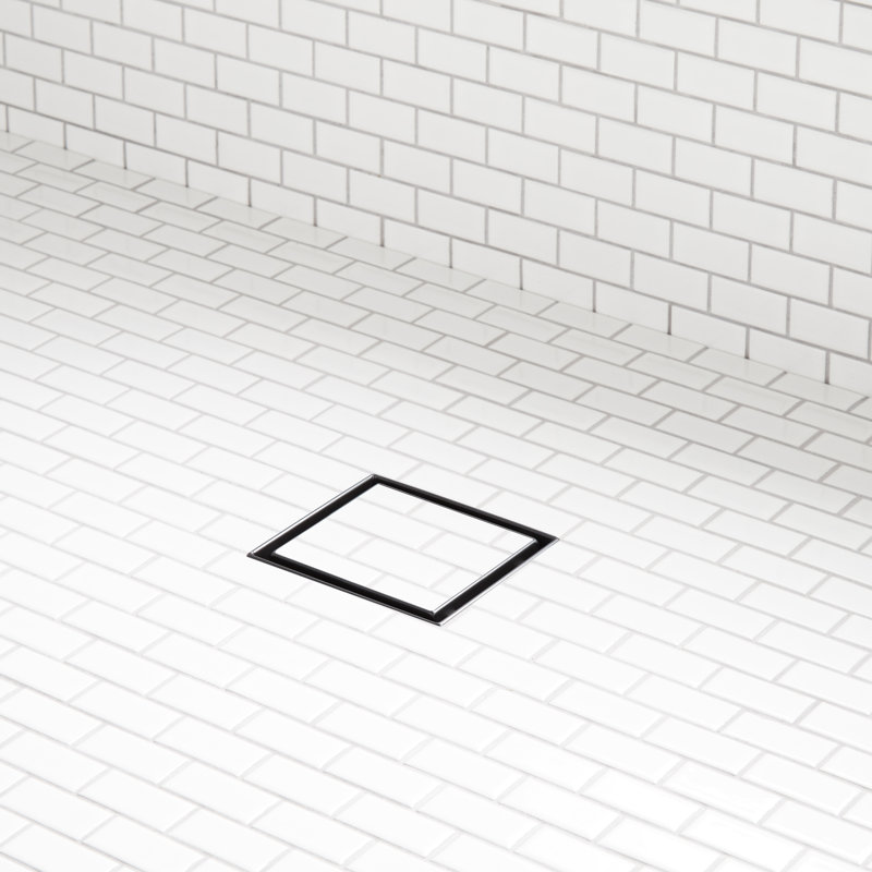 Drain de douche carré 8 po, Noir mat