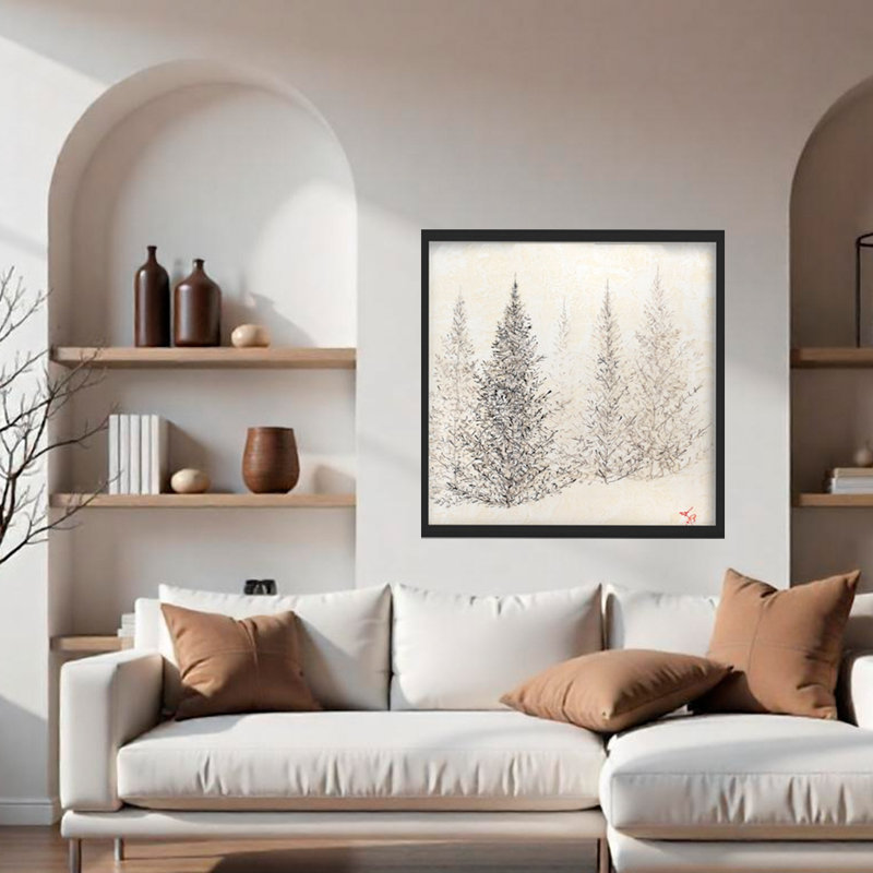 " Monoscape III " by Karen Biery, 20" H x 20" W, Floater Framed Print, Black