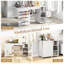 Table de couture pliante avec tablettes de rangement 2 bacs de rangement et 18 roulettes verrouillables