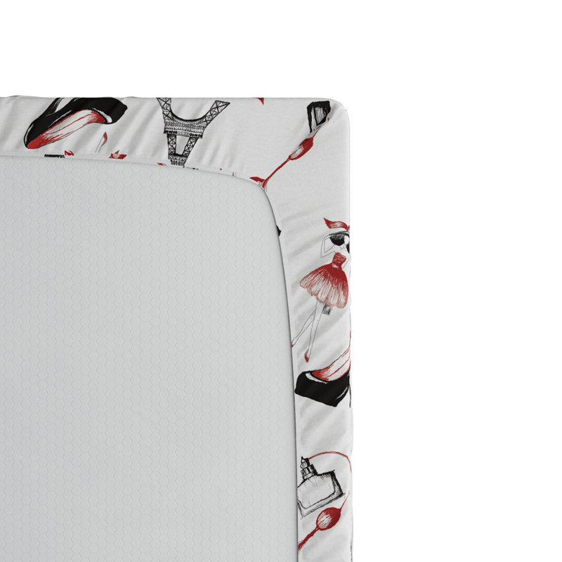Queen White Microfiber Cat Print Fitted Sheet