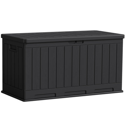 90 Gallon Resin Indoor And Outdoor Lockable Deck Box Organizer by Furmax