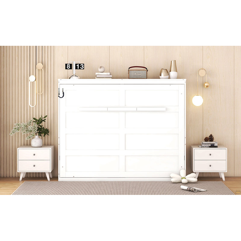 Lit escamotable double pleine grandeur, blanc