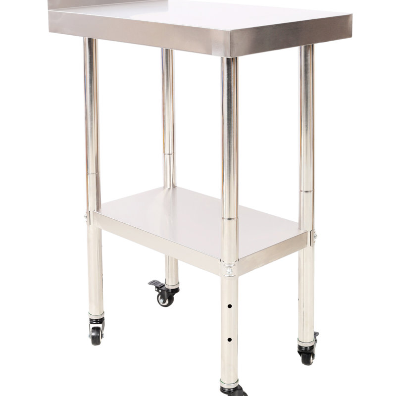 Heavy Duty 440lbs Capacity 24 X 15 35-1/2 Inch Stainless Steel Worktable With Backsplash, 4 & Adjustable Undershelf For Hotel And Laundry Load Capacity, Inch, Prep Table, Undershelf, , Storage
