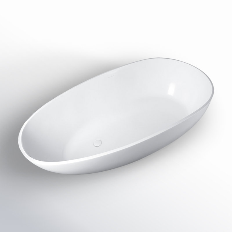 Euthalia 59'' x 30'' Freestanding Soaking Solid Surface Bathtub, Glossy