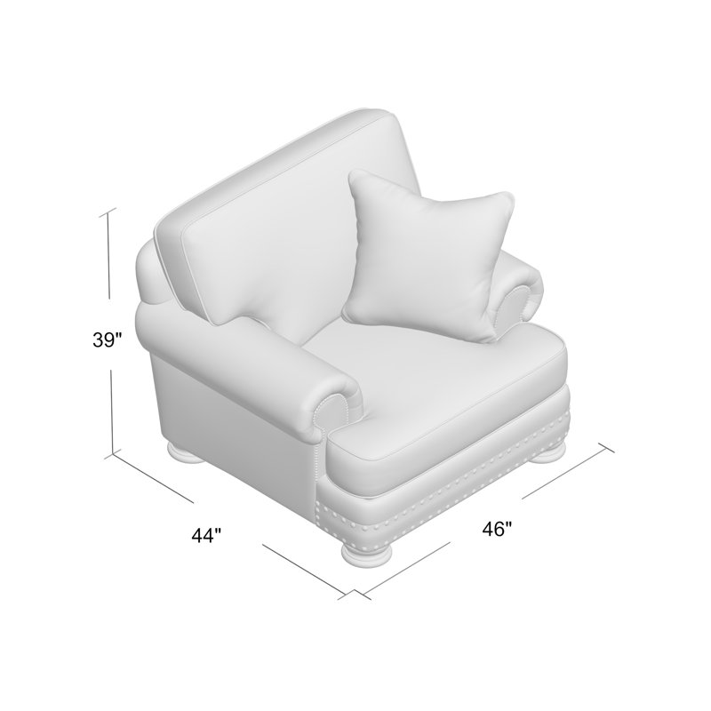 Foster 46" Wide Armchair, Aged Gray, Cream Chenille 1345-002