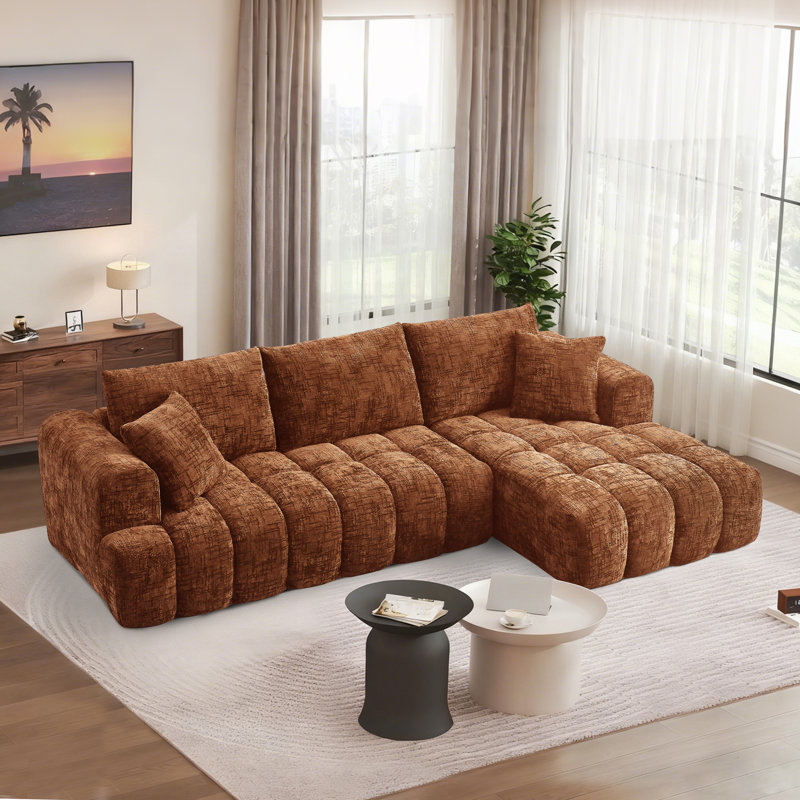 Canapé modulaire 108 po Chenille, Face à la droite, Chenille orange