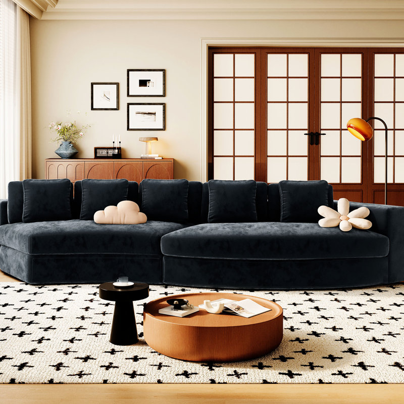 Chenille en U modulaire 115,7 po 4 avec conception incurvée, 5 coussins, chenille douce en 2, sans assemblage, parfaite pour la maison