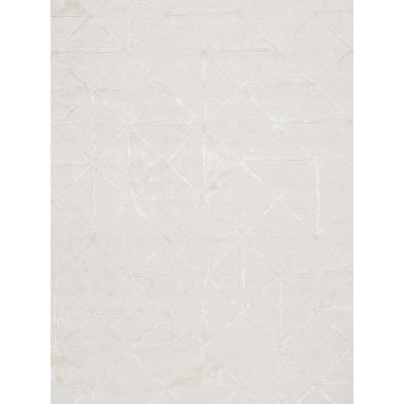 Tapis ivoire en soie et laine touffetés à la main, Rectangle de 5 pi x 8 pi