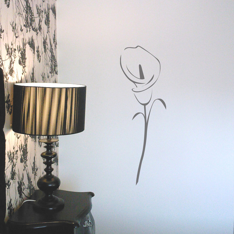 Lilly Plants & Flowers Wall Decal, Light Grey