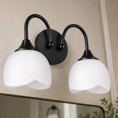 16"W 2-Light Matte Black Dimmable Vanity Light