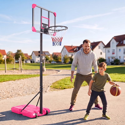 Portable Adjustable Basketball Hoop System with Wheels, 28-Inch Backboard for Kids and Youth