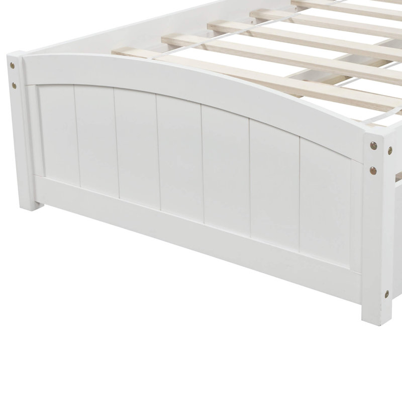 Lit plateforme simple avec lit gigogne escamotable, Blanc