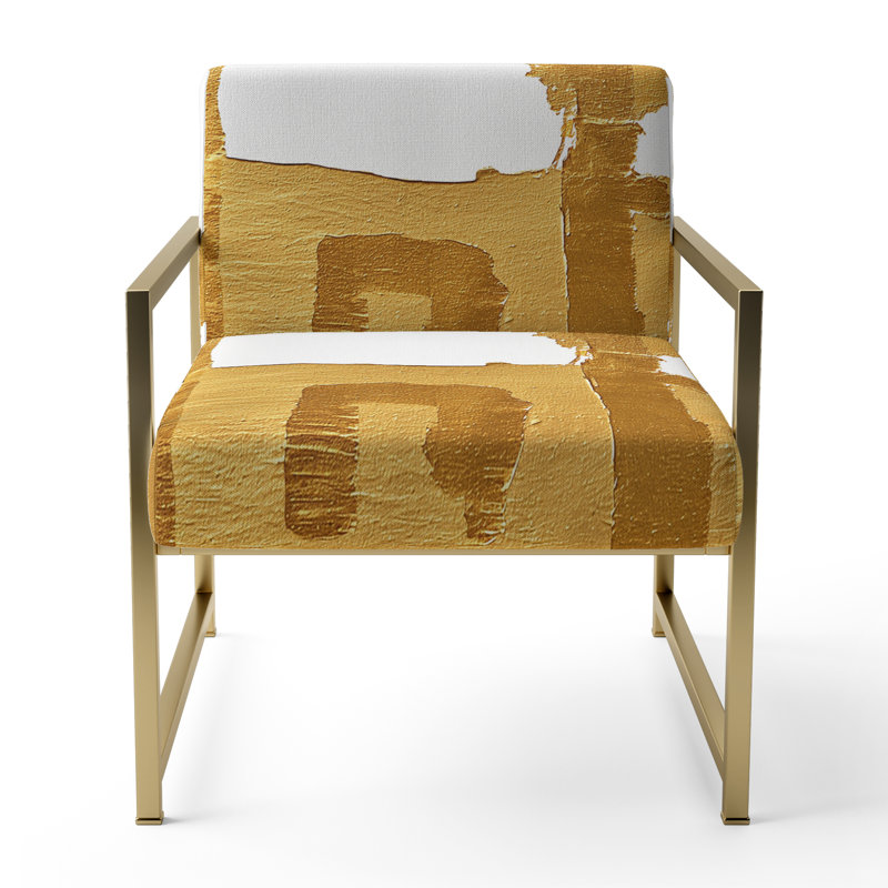 Tomalin Crossing Paths I - Fauteuil d'appoint rembourré moderne, Doré