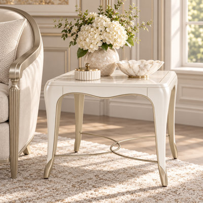 London Place Rectangular End Table - Creamy Pearl