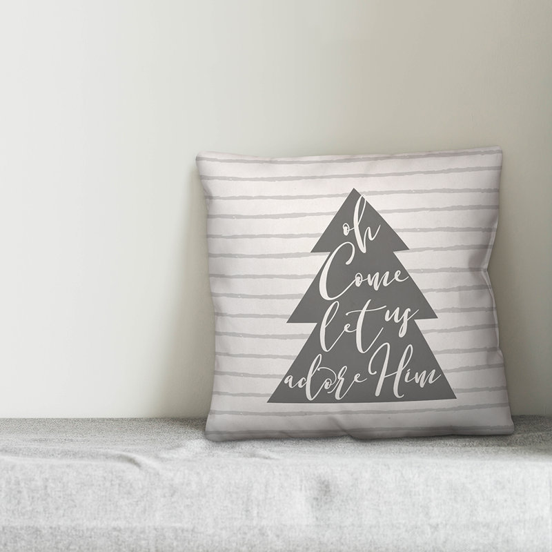  Housse de coussin Oh Come Let Us Adore, 16 po x 1 po, Polyester/ Bourre en polyester