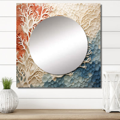 Miroir mural de salon Alyzabeth Coastal Coral Collage I