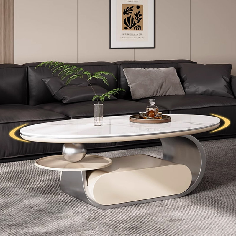 Luxury Minimalist Granite Slab Coffee Table, 19.68" H x 51.18" L x 27.55" W