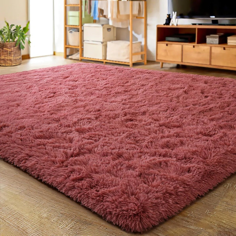 Solid Colour Shag Area Rug, Rectangle 122 x 183 cm