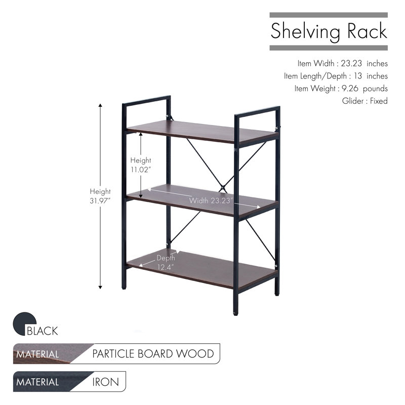 Étagère de coin et support de salle de bain H 31,97 po x l 23,23 po x P 13 po Averyona, Noir/brun foncé
