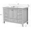 Meuble-lavabo gris de 48 po avec comptoir, bois massif, tiroirs à fermeture en douceur, look moderne pour meuble-lavabo autoportant avec plan de transformation, gris, fermeture en douceur, fonction légère