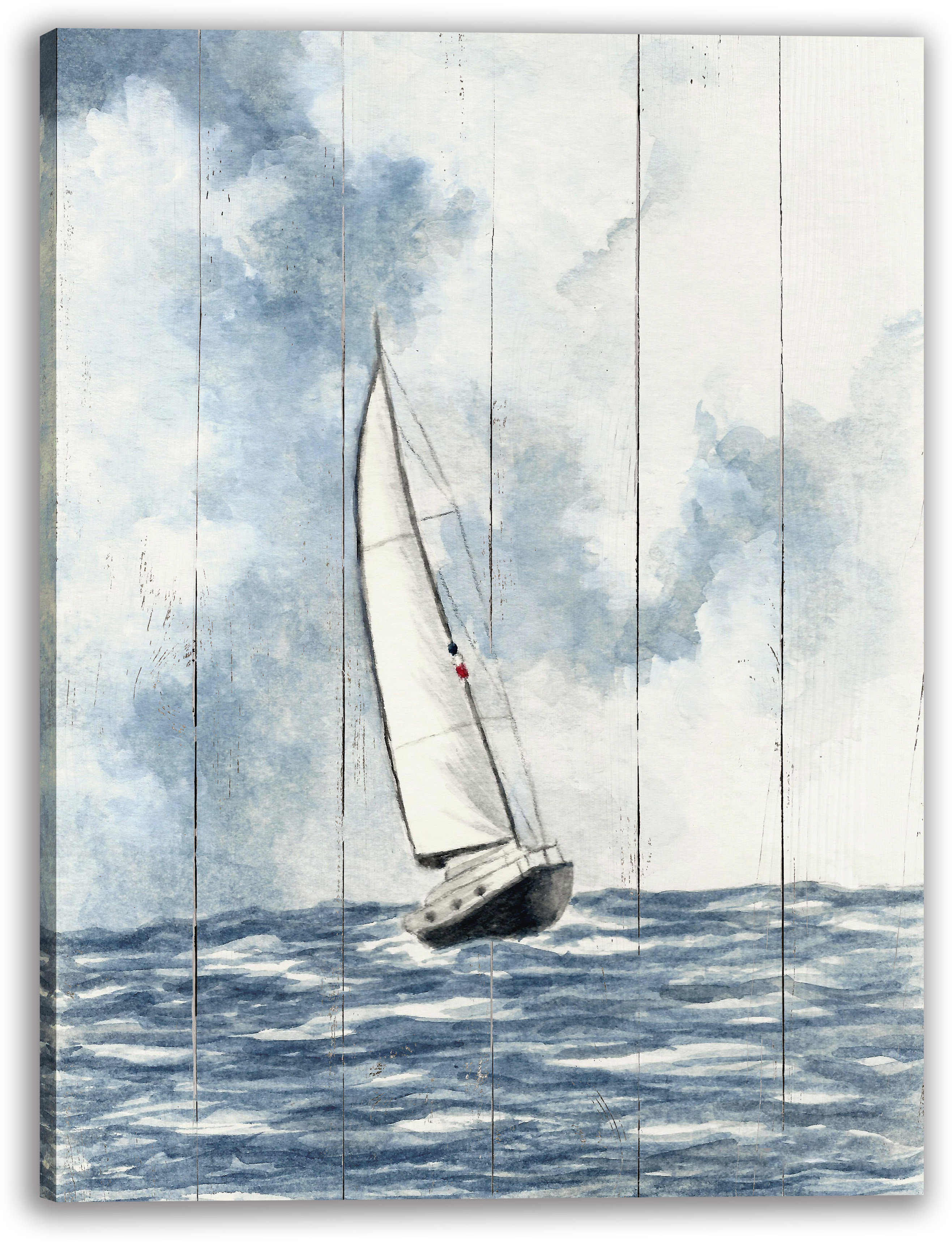 Breakwater Bay Stormy Seas Wrapped Canvas Wall Art | Wayfair