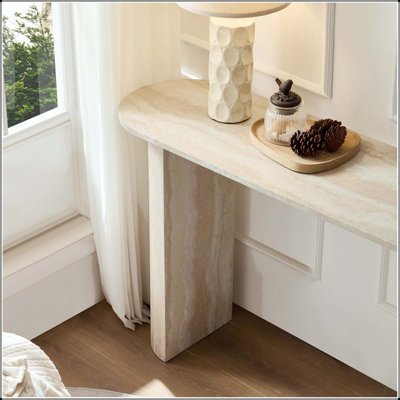 55.12" Faux Mars Marble Pattern Console Table - Modern Design