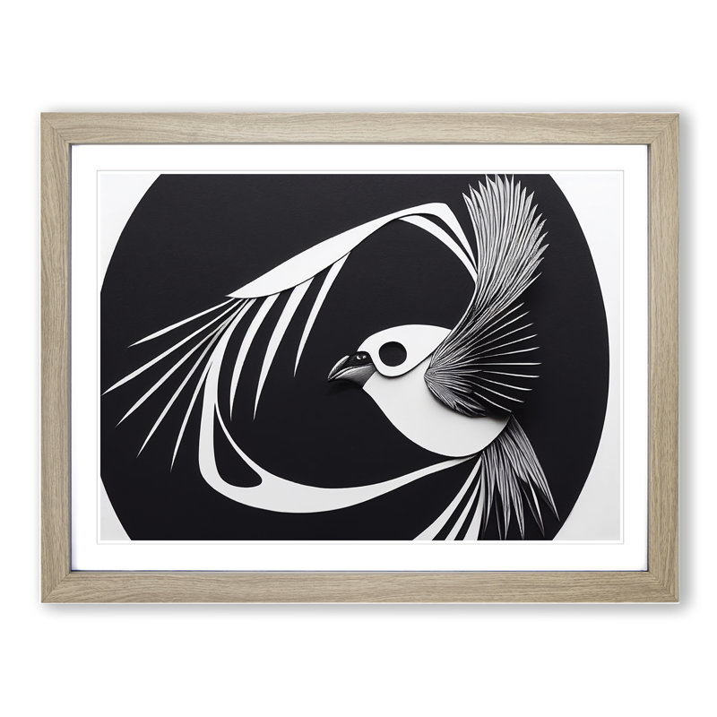 Soulful Abstract Bird - Framed Print, 46cm H x 64cm W x 2cm D, Oak
