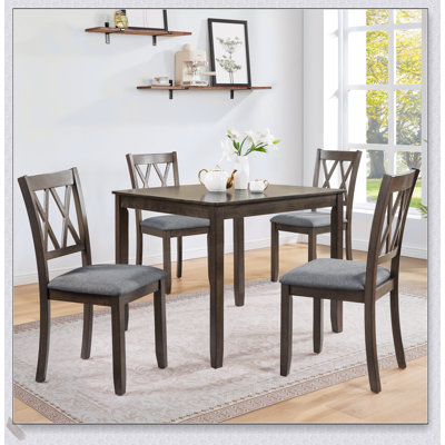 Élégante table de salle à manger en bois 5 pièces avec 4 chaises, parfaite pour les cuisines et les salles à manger modernes, alliant style et fonctionnalité