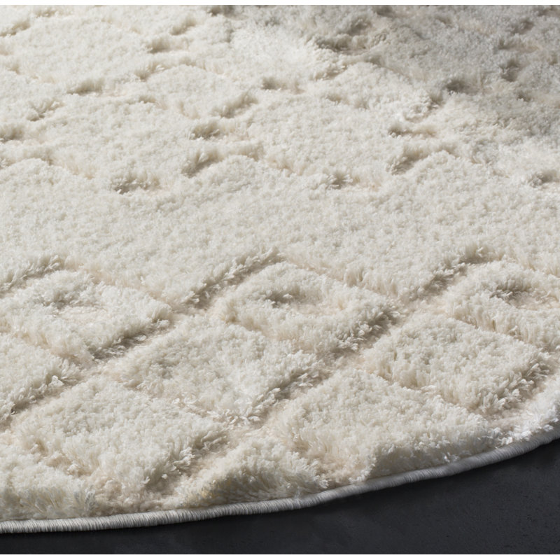 Burnvale Shag Performance Geometric Rug, Round 6'7"