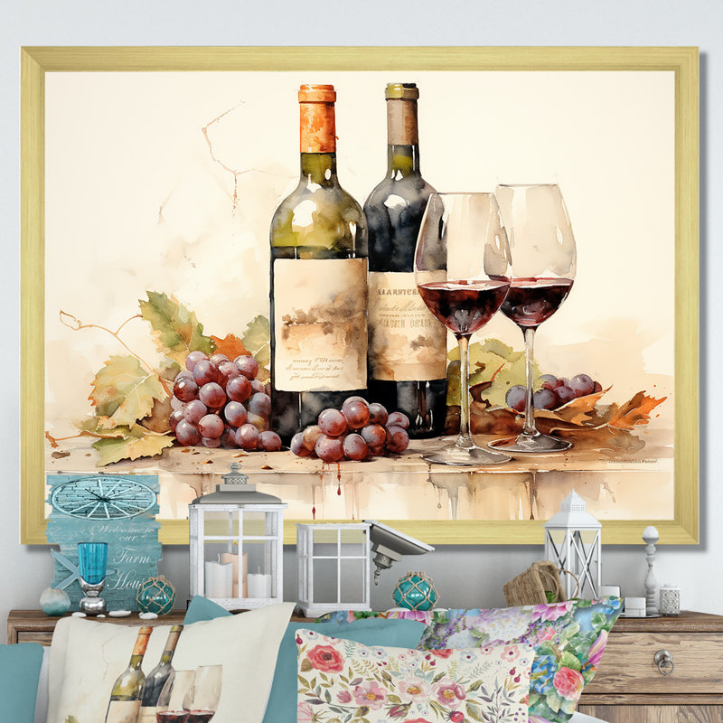 Nebbiolo Nuance sur toile, Cadre doré simple, H 12 po x l 20 po x P 1 po