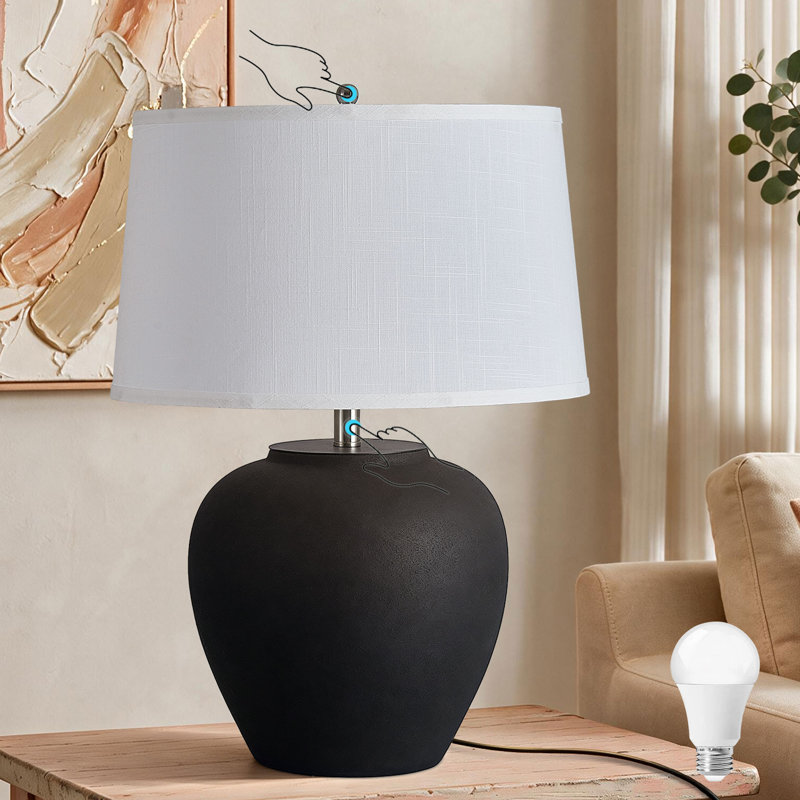 Lampe de table en céramique de 63,5 cm (25 po) de hauteur, lampe de chevet tactile à intensité variable avec ampoule E26 incluse