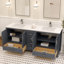 Meuble-lavabo double autoportant 72 po avec plateau en quartz blanc Rooh-92872006