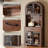  75" Arched Pantry Cabinet, Charging Station, LED, Glass Door, Drawer, Adjustable Shelves, Coffee Bar for Kitchen,Dining,Living Room,Walnut
