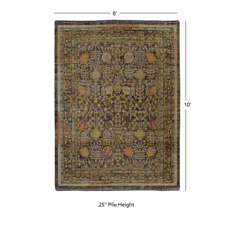 Tapis noir et vert Laurel Conor-James, Rectangulaire 8 pi x 10 pi