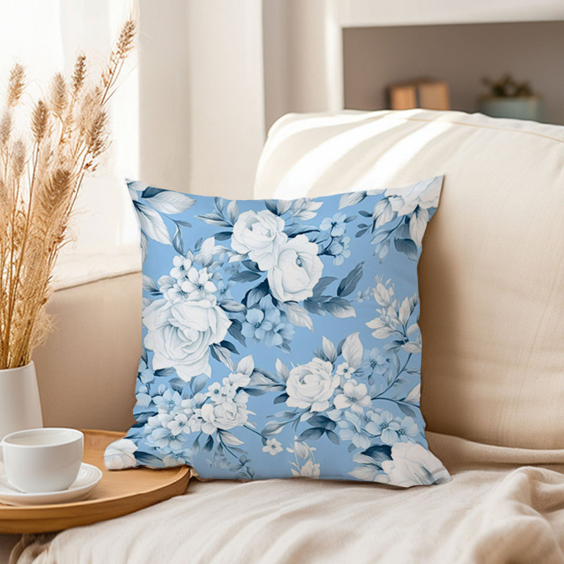 Floral Winter Blue Flowers VIII Shabby Elegance, 18" H x 18" W