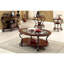 Mobilier de salon: table de bout en cerisier brun avec tablette inférieure ouverte et rangement décoratif