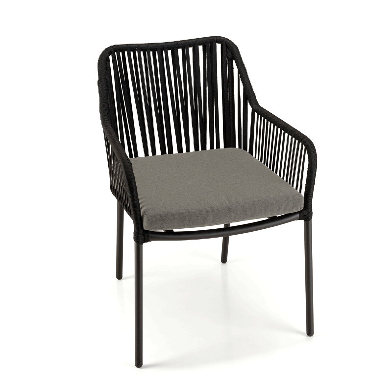 Maceo Patio Dining Armchair with Cushion, Anthracite Grey, Black