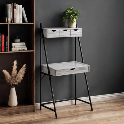 Bureau à domicile avec rangement et structure en métal, étagère, rangement pour ordinateur portable, 32 po