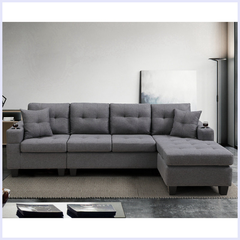 Walberg Upholstered 96.06'' Sofa & Chaise, Gray 100% Polyester